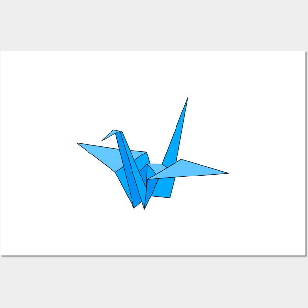 Blue origami crane Wall Art by CalliesArt